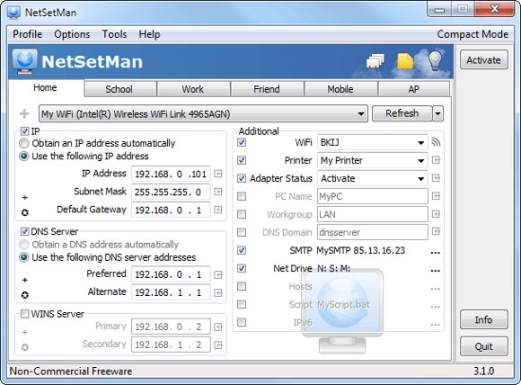 NetSetMan ist ein komfortables Tool für die Netzwerkeinstellung NetSetMan
