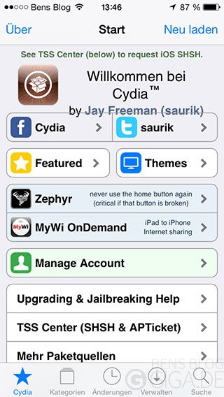 Cydia Startseite