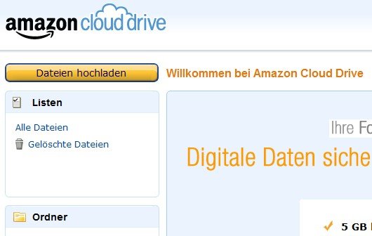 Amazon Cloud Drive in Deutschland: 5 GB Speicherplatz kostenlos - so geht's