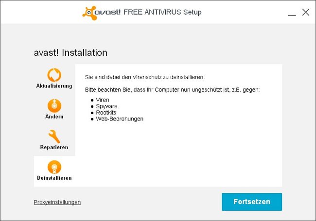 Normalerweise sollte man Avast deinstallieren können, ohne das Reste zurückbleiben