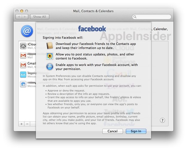 Mountain Lion 10.8.2: Erste Bilder von Facebook-Integration