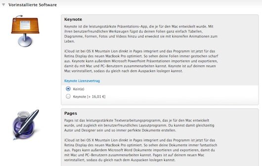 iWork: Apple bietet Vorinstallation als Built-to-order-Option im Apple Store an