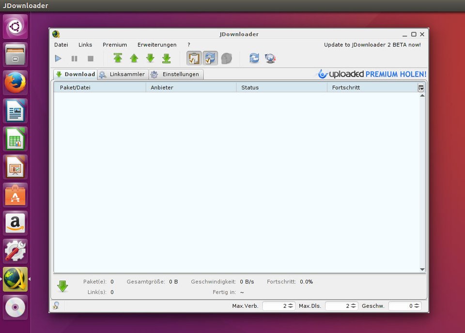 JDownloader wurde in Ubuntu installiert.