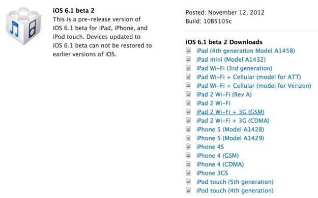 iOS 6.1: Apple veröffentlicht zweite Beta für Entwickler