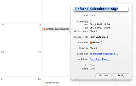 OS X Kalender-Tipp: Ort und Uhrzeit schneller eintragen