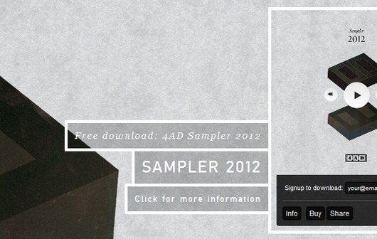 4AD-Sampler gratis: 12 MP3s von Grimes, Purity Ring, Mark Lanegan Band, Efterklang...