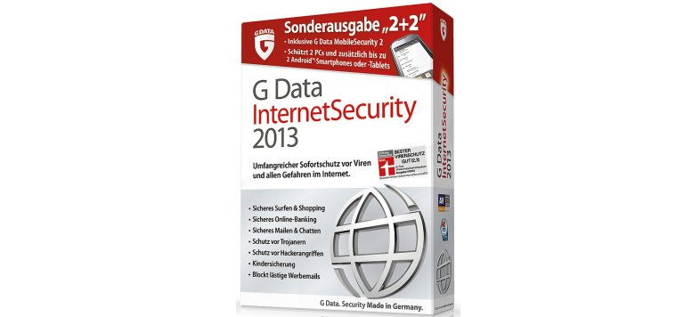 G Data Internet Security 2013 Sonderausgabe 2+2 für 19,99 Euro