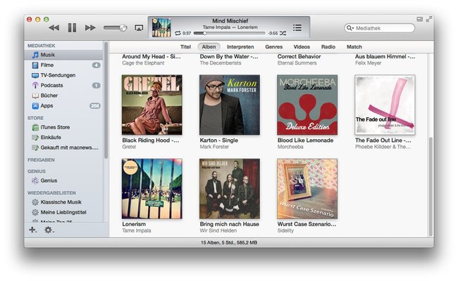 iTunes 11 mit Seitenleiste