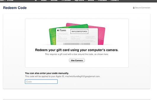 iTunes: Variable Gutscheinkarten und Code-Erkennung mit Kamera