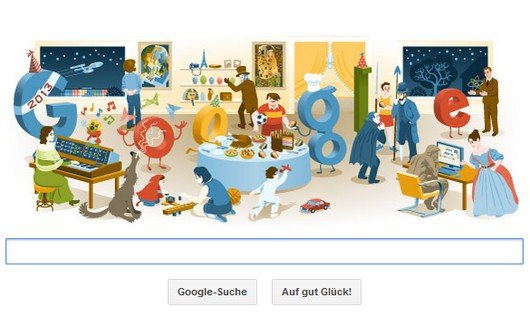 Google zeigt zu Silvester 2012 ein Best-of-Doodle - in Deutschland aber ohne Links