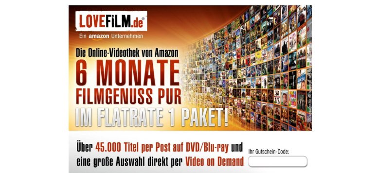 LOVEFiLM - 6 Monate "Flatrate 1" für 18,99 Euro bei Amazon