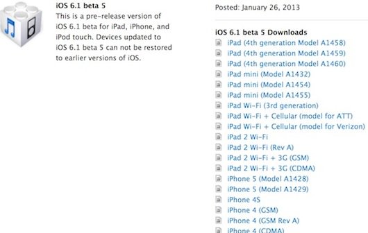 iOS 6.1: Apple veröffentlicht neue Beta-Version