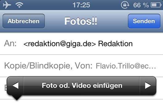 Kurztipp: Fotos oder Videos ohne Umweg in iOS-Mails einfügen