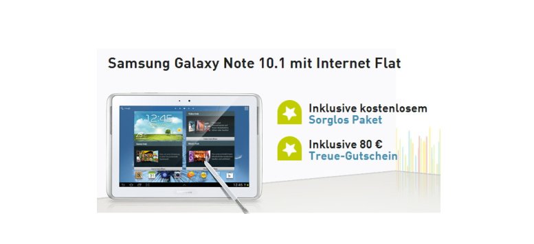 Samsung Galaxy Note 10.1 mit Internet Flat für 20 Euro monatlich