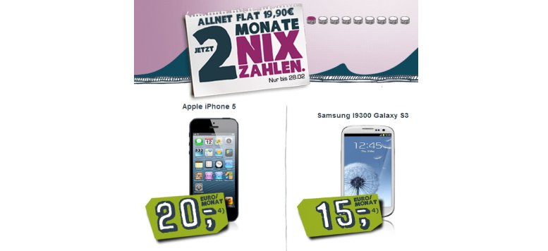 iPhone 5 und Galaxy S3 mit Allnet-Flat bei Yourfone