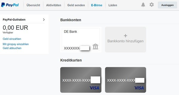 Paypal Konto ändern - Bankverbindung