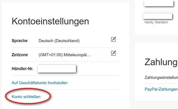 Paypal Konto löschen