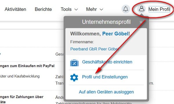 Paypal-Konto löschen Schritt 1