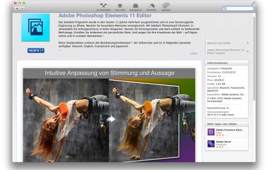 Adobe Photoshop Elements 11 neu im Mac App Store
