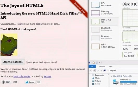 Browser-Bug erlaubt "Fluten" von Festplatte mit Daten