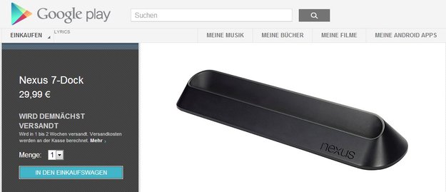Nexus 7 Dockingstation jetzt im Play Store erhältlich