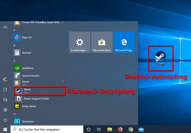 Über das Startmenü- oder das Desktop-Symbol öffnet ihr Steam. Bild: GIGA