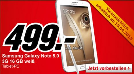 Samsung Galaxy Note 8.0 mit 3G in Kürze bei Media Markt