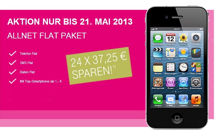 Allnet Flat Paket für monatlich 42,70 statt 79,95 Euro bei T-Mobile