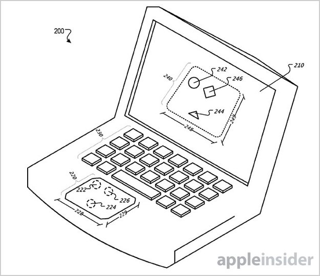 Apple-Patent zeigt MacBook mit "virtuellem Trackpad" auf dem Display