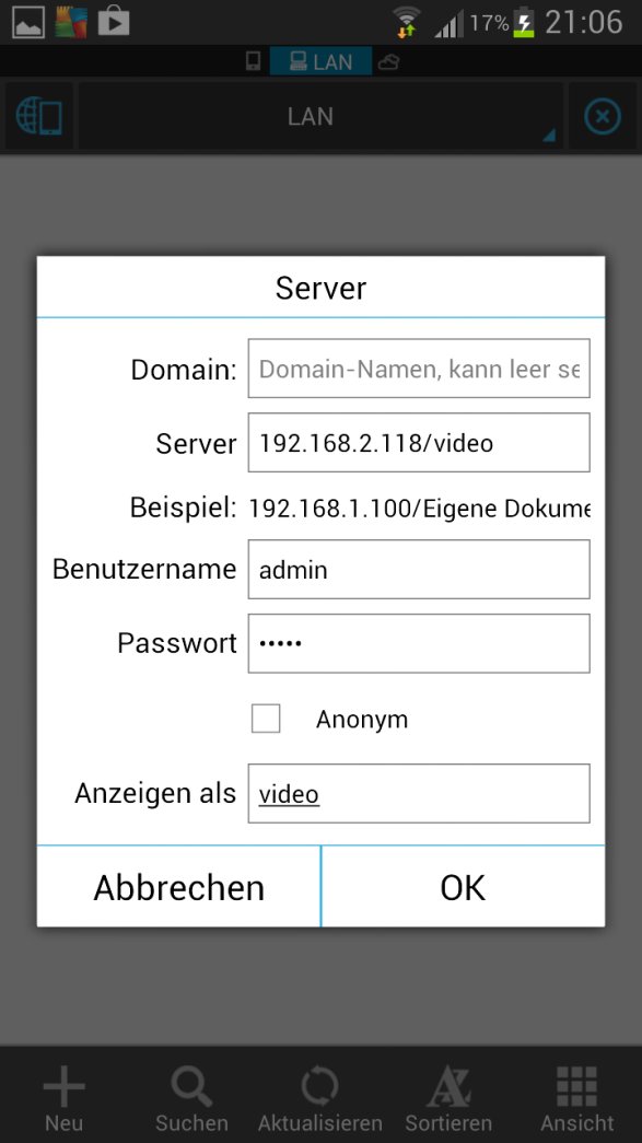 ES Datei Explorer: Hier wird der NAS-Ordner ebenfalls eingerichtet.