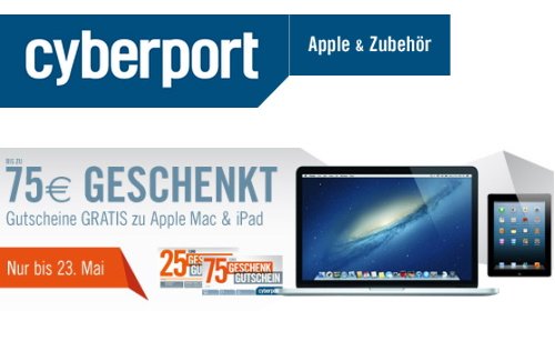 Bis zu 75 Euro Rabatt beim Kauf eines Mac oder iPad bei Cyberport