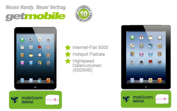 Internet-Flat mit 5000 MB und iPad mini ohne Zuzahlung