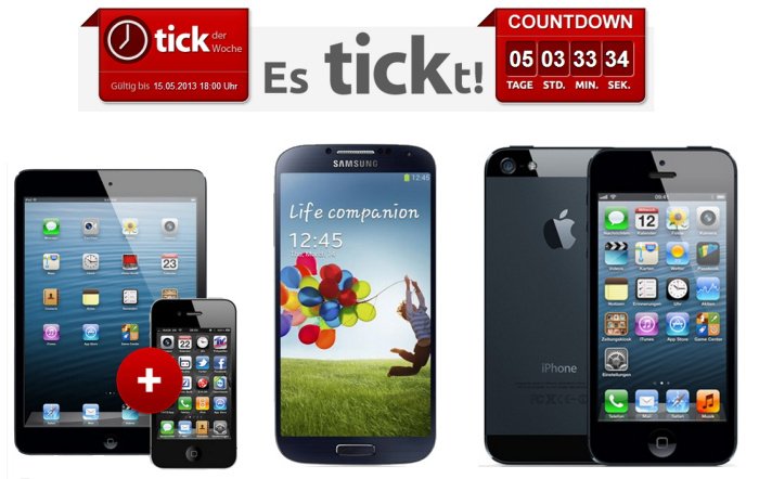 iPhone 5, Samsung Galaxy S4 oder iPhone 4 mit iPad mini für 0 Euro mit Vertrag