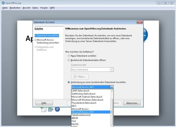 OpenOffice Access Datenbank einbinden