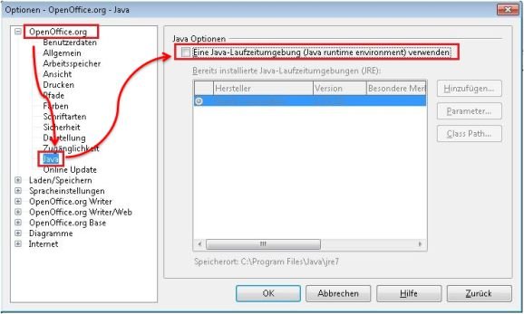 OpenOffice Java deaktivieren