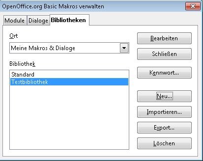 OpenOffice Makro Bibliotheken