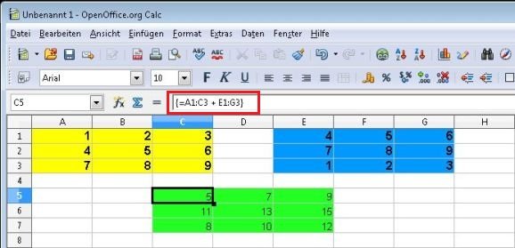 OpenOffice Matrix Calc