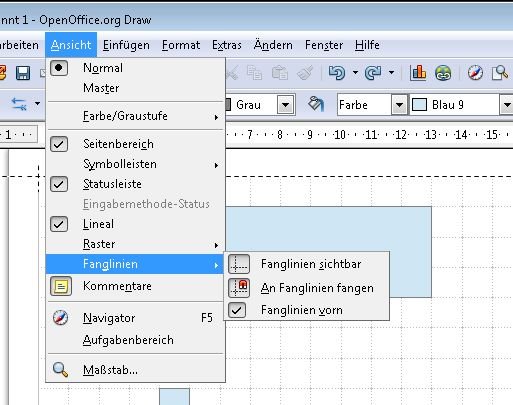 OpenOffice Organigramm Fanglinien anzeigen