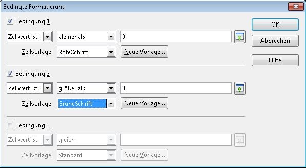 OpenOffice Wenn Bedingte Formatierung