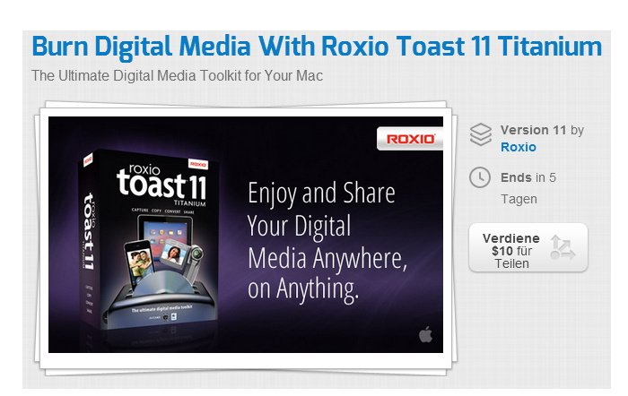 Roxio Toast 11 Titanium für 38,33 Euro