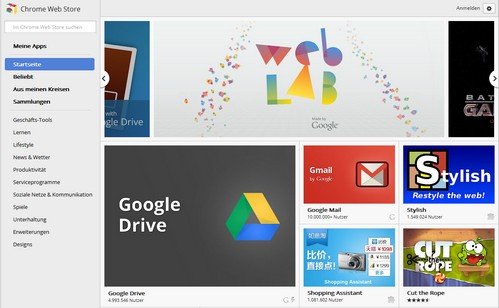 Chrome Apps im Chrome Web Store