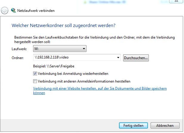 So wird ein Ordner des NAS als Netzlaufwerk eingebunden.