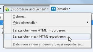 Firefox-Lesezeichen automatisch wieder als bookmarks.html speichern