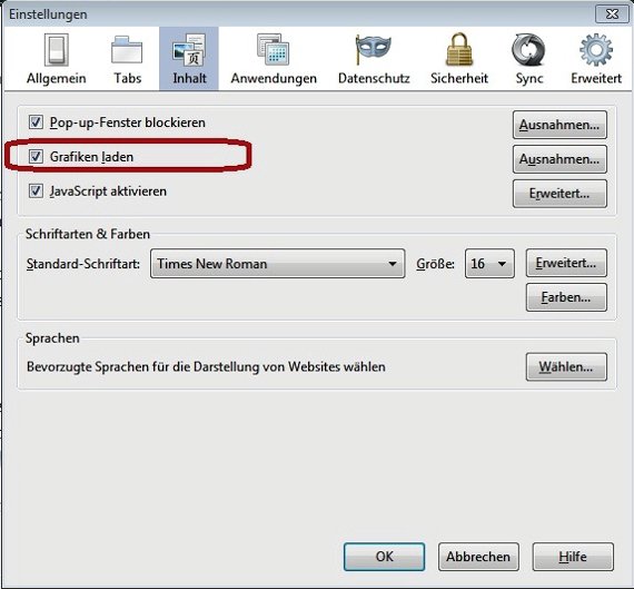 firefox zeigt keine bilder einstellung