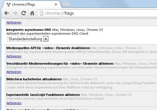 Google Chrome Config Befehl Flags Screenshot