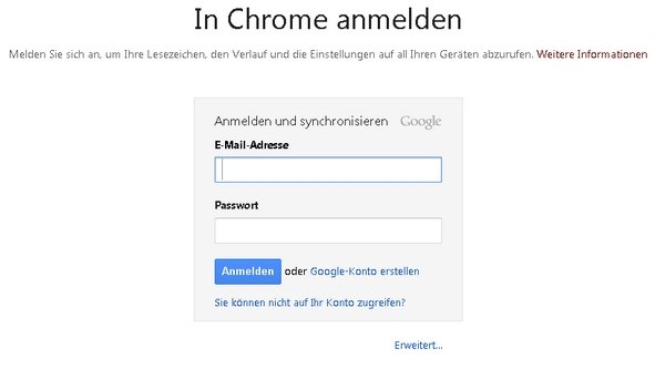 Googe Chrome Exportieren in die Cloud Screenshot