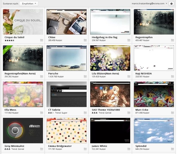 Google Chrome Themes Webstore Screenshot