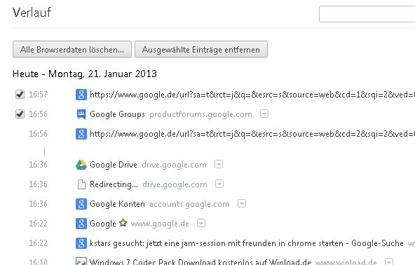 Google Chrome Verlauf löschen Screenshot | winload.de