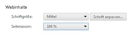 Google Chrome dauerhafter Zoom Screenshot