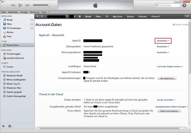 iTunes Email ändern